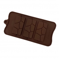 Форма для шоколада и льда силикон "Плитка какао-бобы" 3 ячейки (8х4х0,5 см)