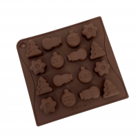 Форма для шоколада и льда силикон "Новогодние игрушки" 16 ячеек (18х17х1,5 см)