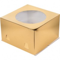 Коробка "Хром Эрзац" (с окном) золото 240х240х180 мм