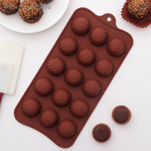 Форма для шоколада силикон "Конфета" 15 ячеек 21,5х10,4х1,5 см 