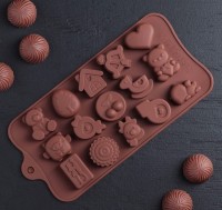 Форма для шоколада и льда силикон "Счастье есть" 15 ячеек 21х11 см