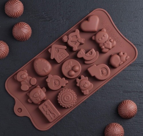 Форма для шоколада и льда силикон "Счастье есть" 15 ячеек 21х11 см